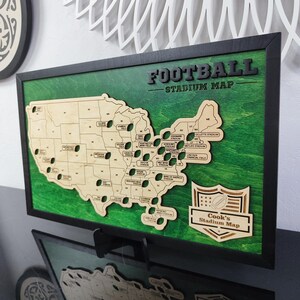 NFL Stadium Travel Map, Football Stadiums Map, Football Stadium Tracker, Personalized gift, Travel Map, Gifts For Men, Wedding Gift Green