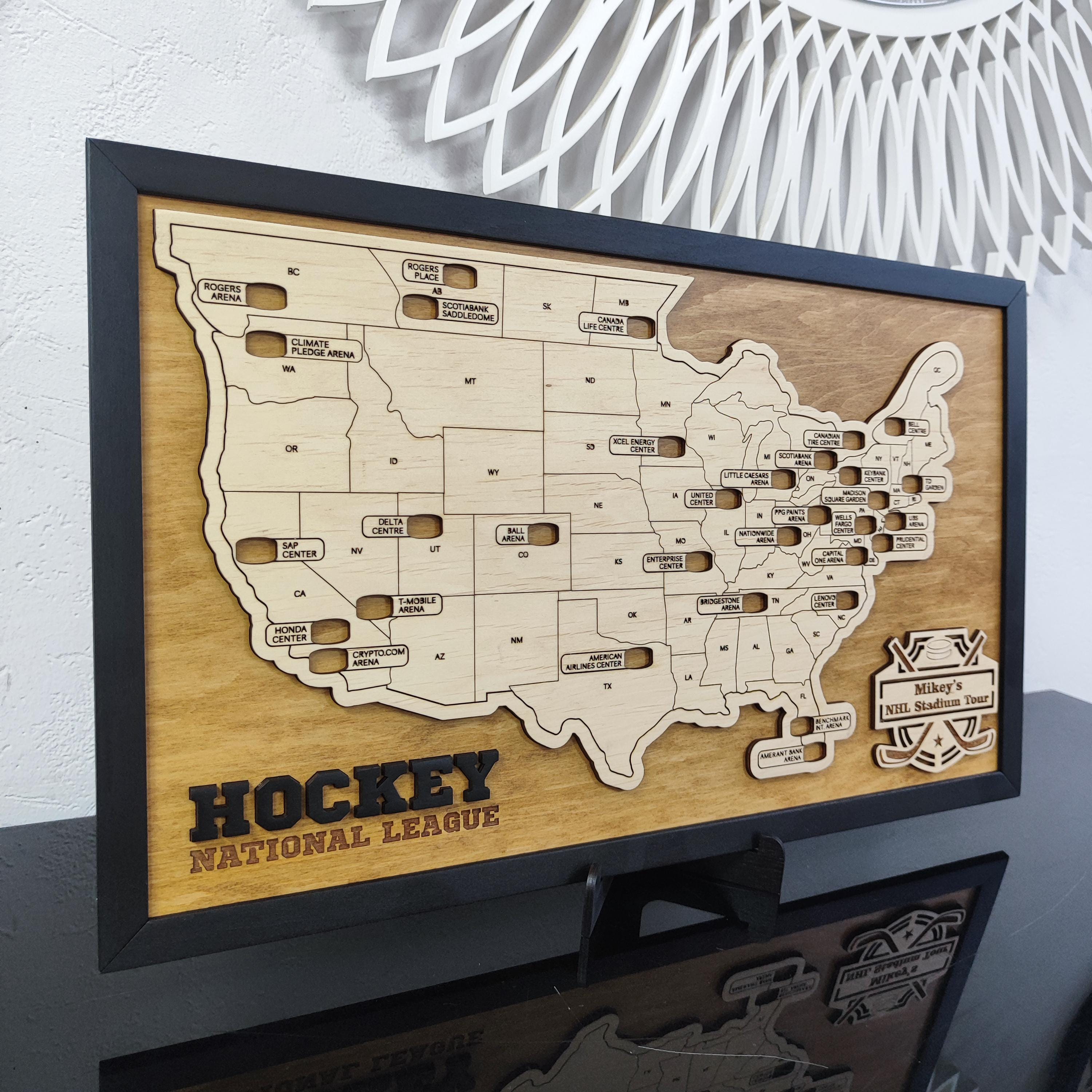 NHL Stadium Map Custom Travel Map Hockey Map Home Decor Personalized ...