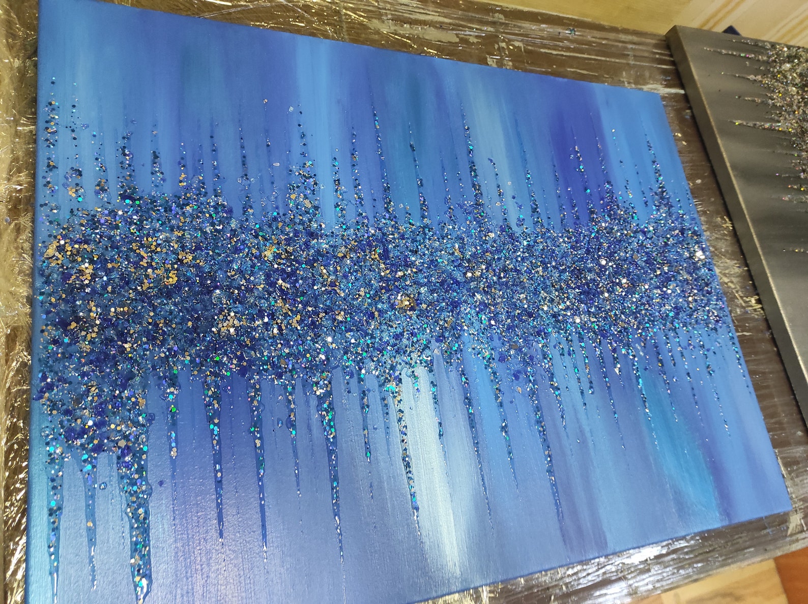 Glitter Glass Painting Glitter Painting Glitter Art Silver Etsy