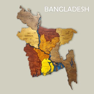 3D Wooden Bangladesh Travel Map Wall Art Dhaka Gift Home Office Decor 5th Anniversary Gift Gift for him