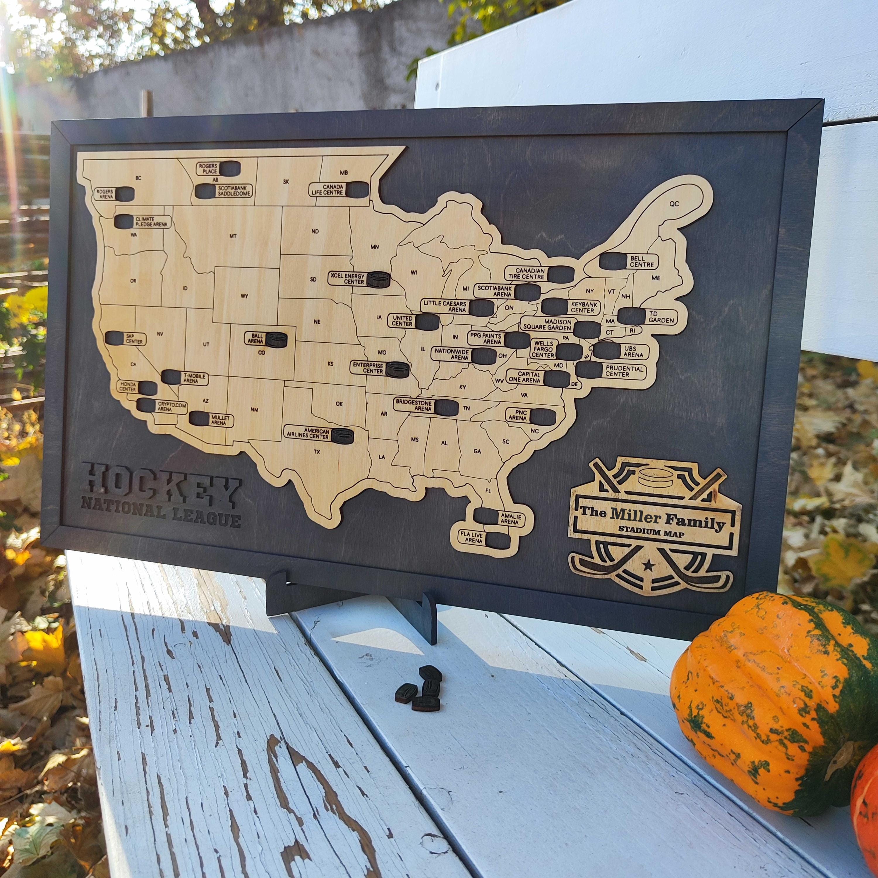 NHL Stadium Map Custom Travel Map Hockey Map Home Decor Personalized ...