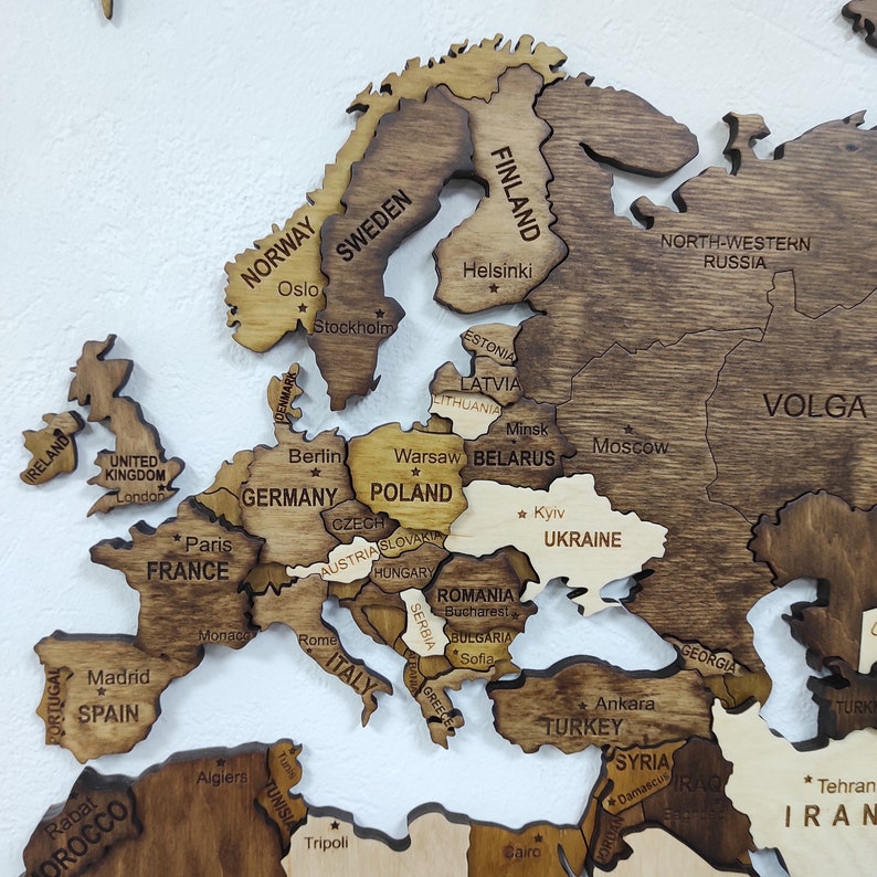 3D Wooden World Map, 5th Anniversary Gift, World Map Wall Art, Wall Decor, Housewarming Gift, Wedding Gift