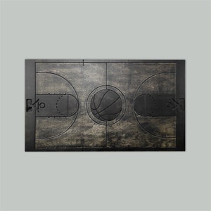 Basketball Court Wall Hanging Basketball Wall Art Sports Wood Art Gift for Him Gift for Athlete