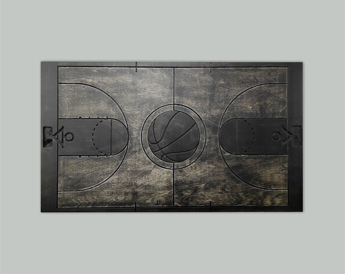 Basketball Court Wall Hanging Basketball Wall Art Sports Wood Art Gift for Him Gift for Athlete