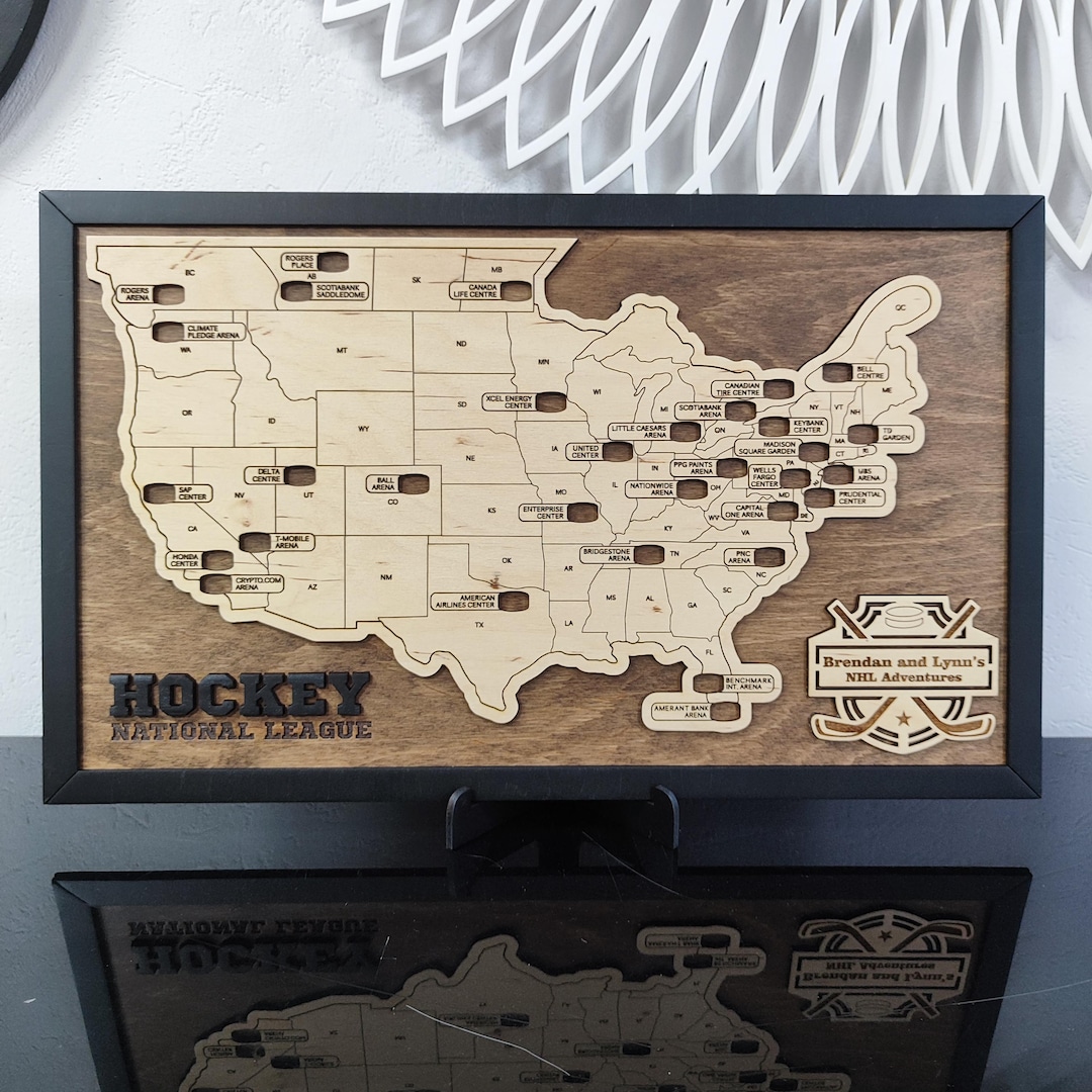 NHL Stadium Map Custom Travel Map Hockey Map Home Decor Personalized ...