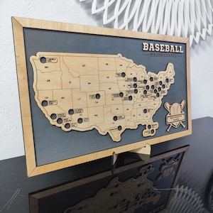 MLB Stadium Map, Baseball stadium map, Pro baseball stadium tracker, Baseball gift, Stadium travel map, Personalized gift, Gift for him