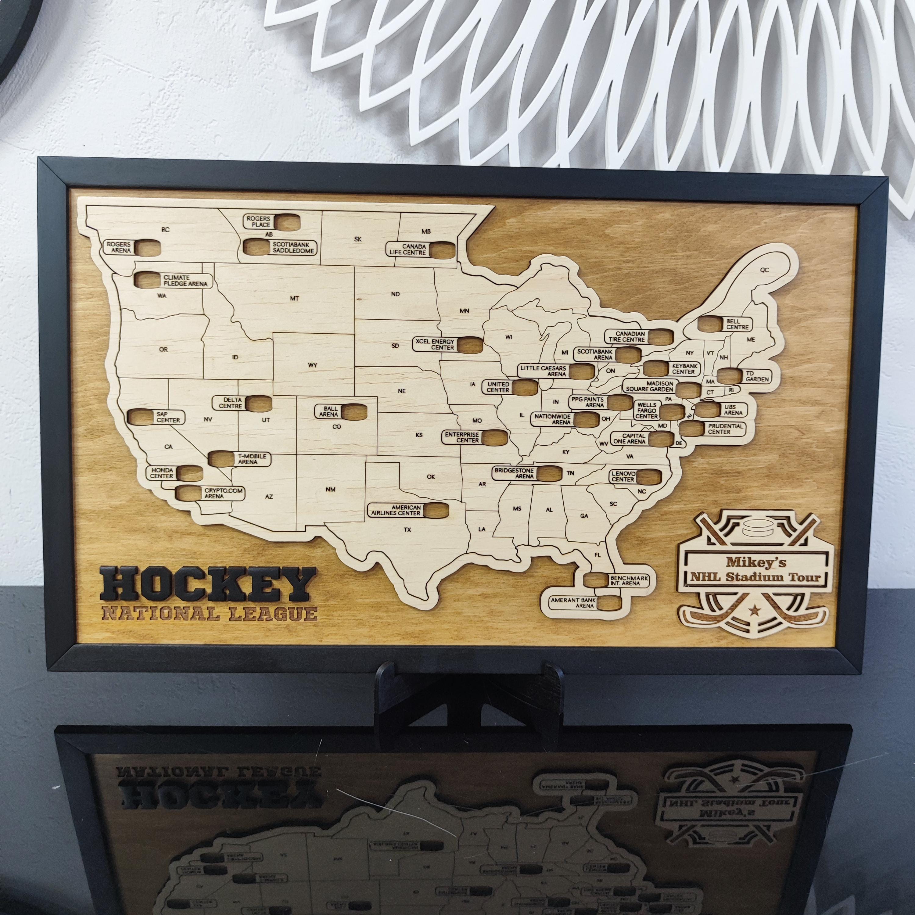 NHL Stadium Map Custom Travel Map Hockey Map Home Decor Personalized ...