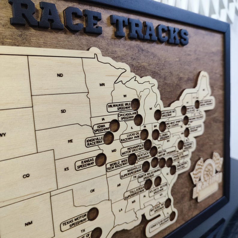 Custom Raceways Map Race Track Travel Sign Travel Map Gift for Dad Anniversary Gift