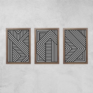 Geometric Wood Wall Panels, Modern Wood Wall Art Set, Set of 3, Wooden Wall Art, Wood Decor, Hanging Headboard