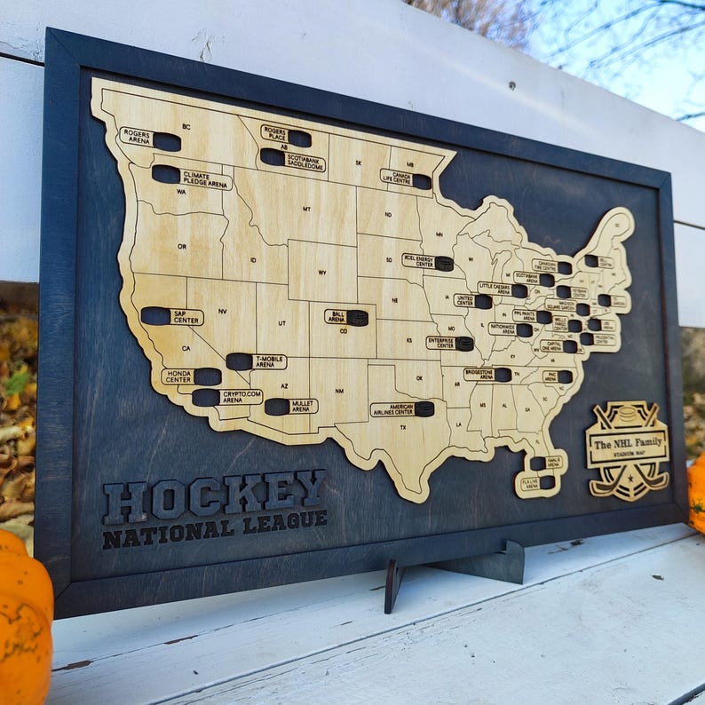 NHL Stadium Map Custom Travel Map Hockey Map Home Decor Personalized ...