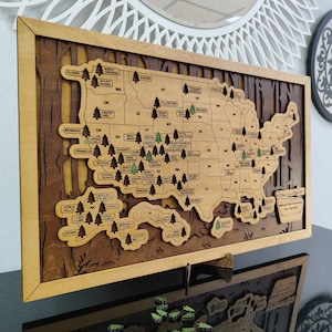 Mapa de viajes de parques nacionales, mapa de viajes de EE. UU., regalo de aniversario, regalo para papá, regalo para él, regalo para ella