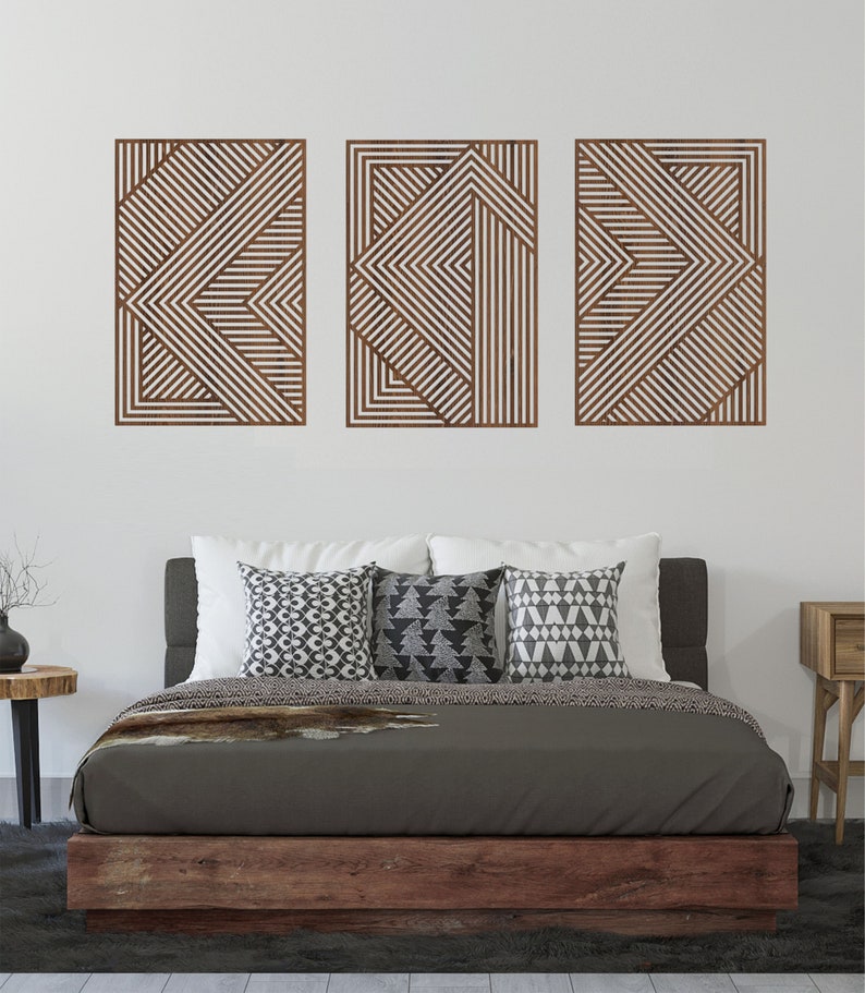 Wood Wall Art Geometric Wood Panel Art Geometric Wood Wall Etsy