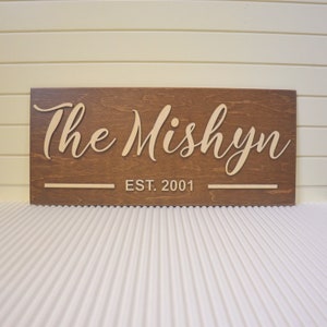 Signo personalizado signo de boda signo de apellido signo establecido regalo rústico personalizado regalo de boda signo de apellido signo de madera 3D