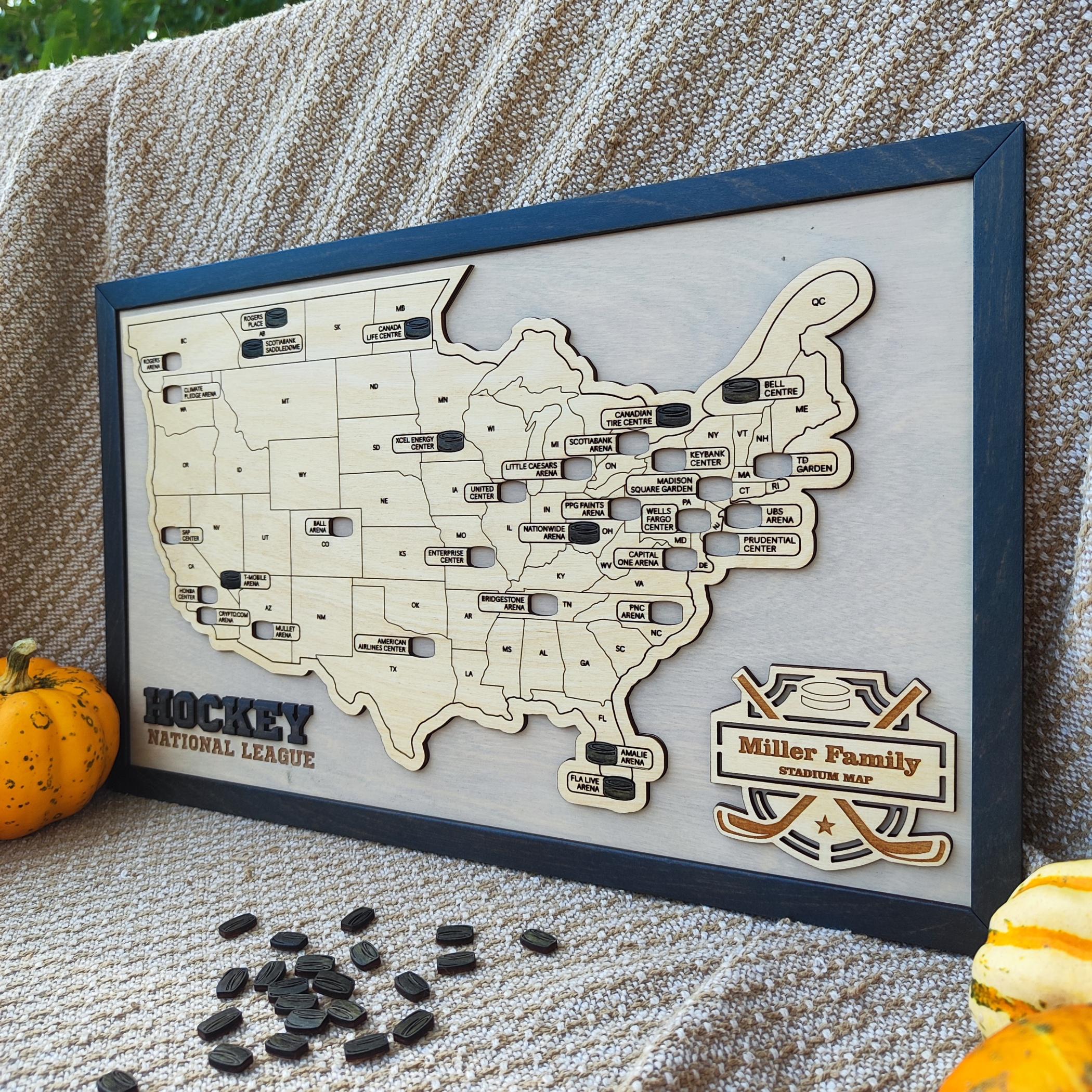 NHL Stadium Map Custom Travel Map Hockey Map Home Decor Personalized ...