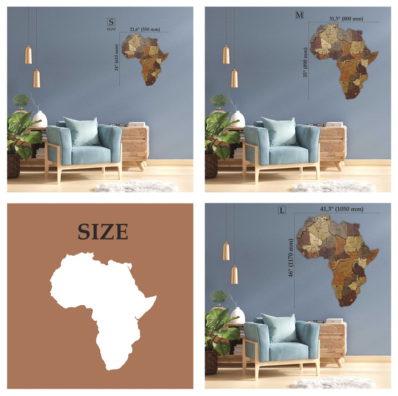 Wooden Africa Map Africa Travel Map Wall Art Map of Africa Etsy