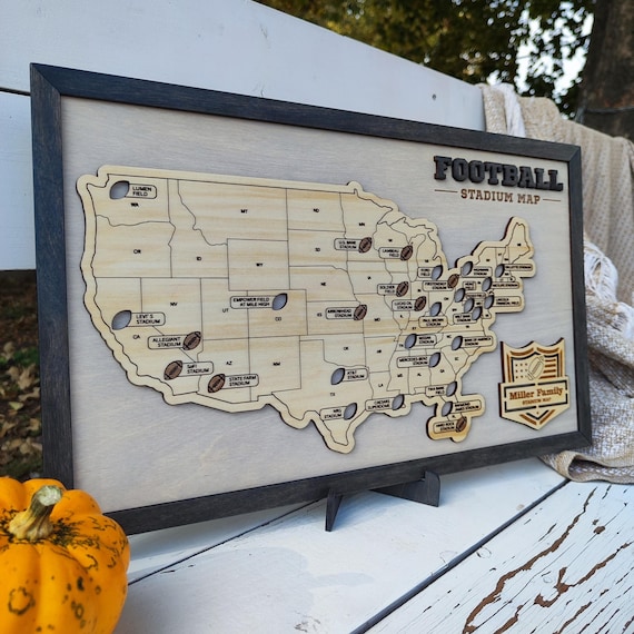 NFL Stadium Travel Map, Football Stadiums Map, Football Stadium Tracker, Personalized gift, Travel Map, Gifts For Men, Wedding Gift