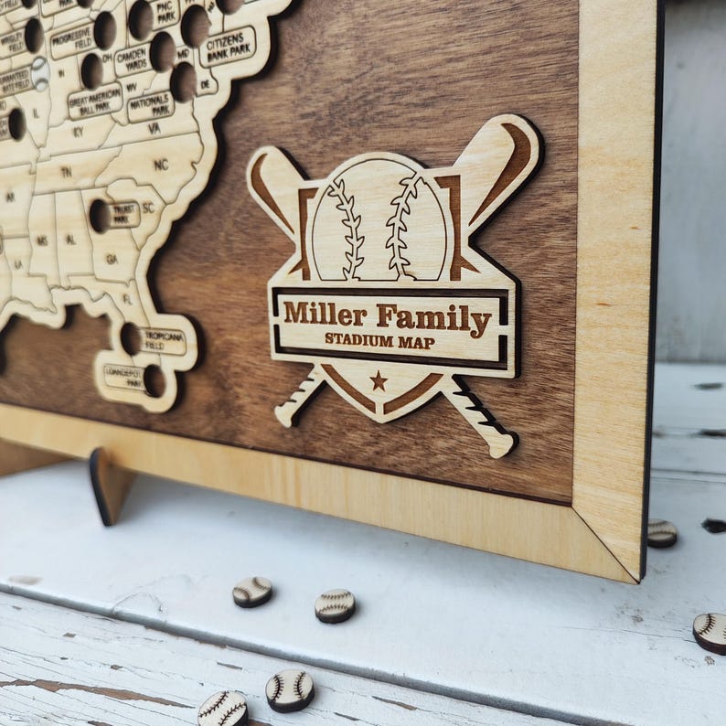 MLB Stadium Map, Baseball stadium map, Pro baseball stadium tracker, Baseball gift, Stadium travel map, Personalized gift, Gift for him image 9