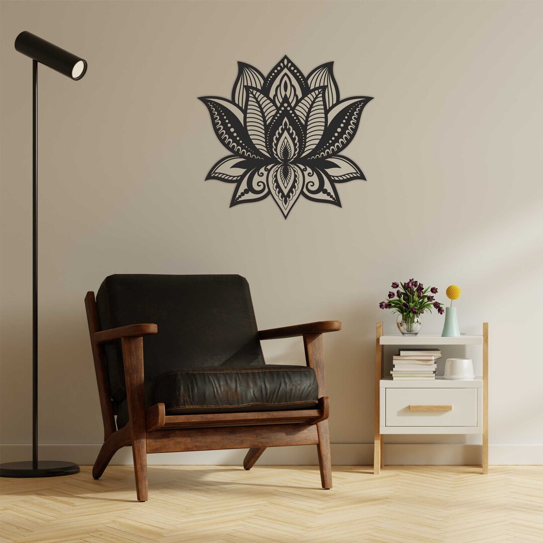 Lotus Flower Wood Wall Art Decor Wooden Nursery Bedroom Wood Wall Sign ...