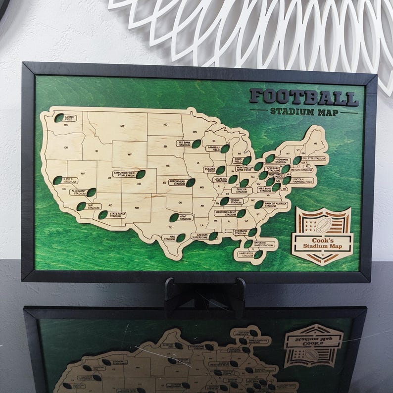 NFL Stadium Travel Map, Football Stadiums Map, Football Stadium Tracker, Personalized gift, Travel Map, Gifts For Men, Wedding Gift image 10