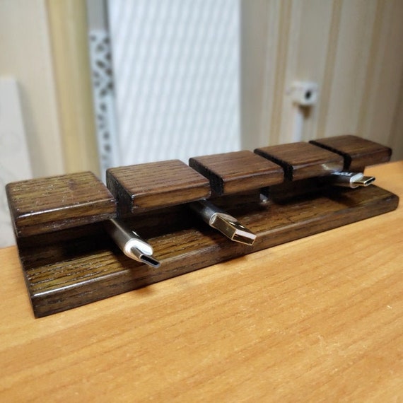 Wooden Cable and Charger Organizer Cable Management for Power