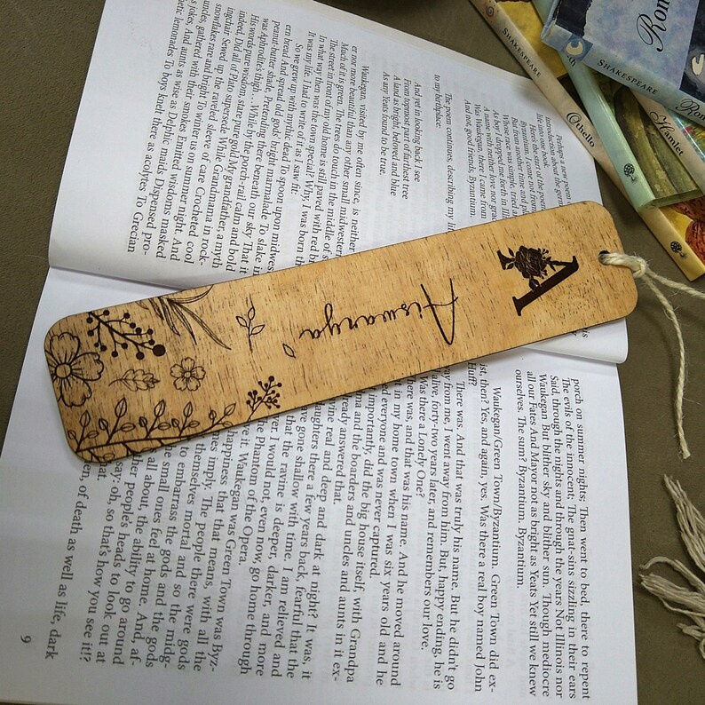 Bookmark Cursive Personalized Wooden Bookmark Custom Engraved Bookmark Gift for Her ...