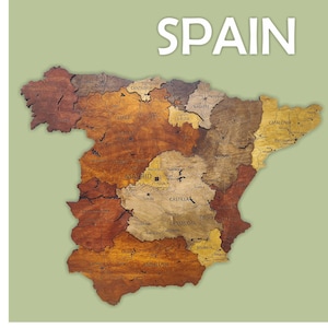 3D Wooden Spain Map Wooden Spain Travel Map Mapa de viaje de madera de España Wall Art Gift For Hiker Anniversary Gift Christmas Gift