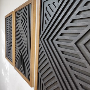 Geometric Wood Wall Panels, Set of 3, Modern Wood Wall Art Set, Wooden Wall Art, Wood Decor, Hanging Headboard