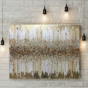Gold Glitter Glass Painting, Glitter Painting, Glitter Art, Gold Glitter Art, Abstract Painting, Wall Decor, Abstract Art
