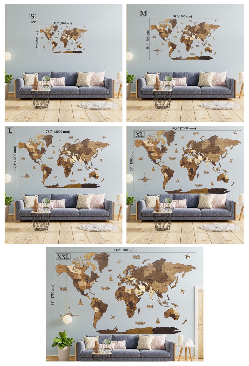 3D Wooden World Map, 5th Anniversary Gift, World Map Wall Art, Wall Decor, Housewarming Gift, Wedding Gift