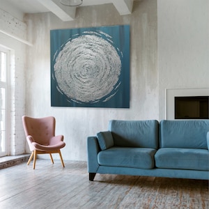 Glitter Silver Painting, Modern Wall Art, Glitter Painting, Silver Wall Art, Teal and Turquoise Glitter Art, Abstract Art, Wall Decor