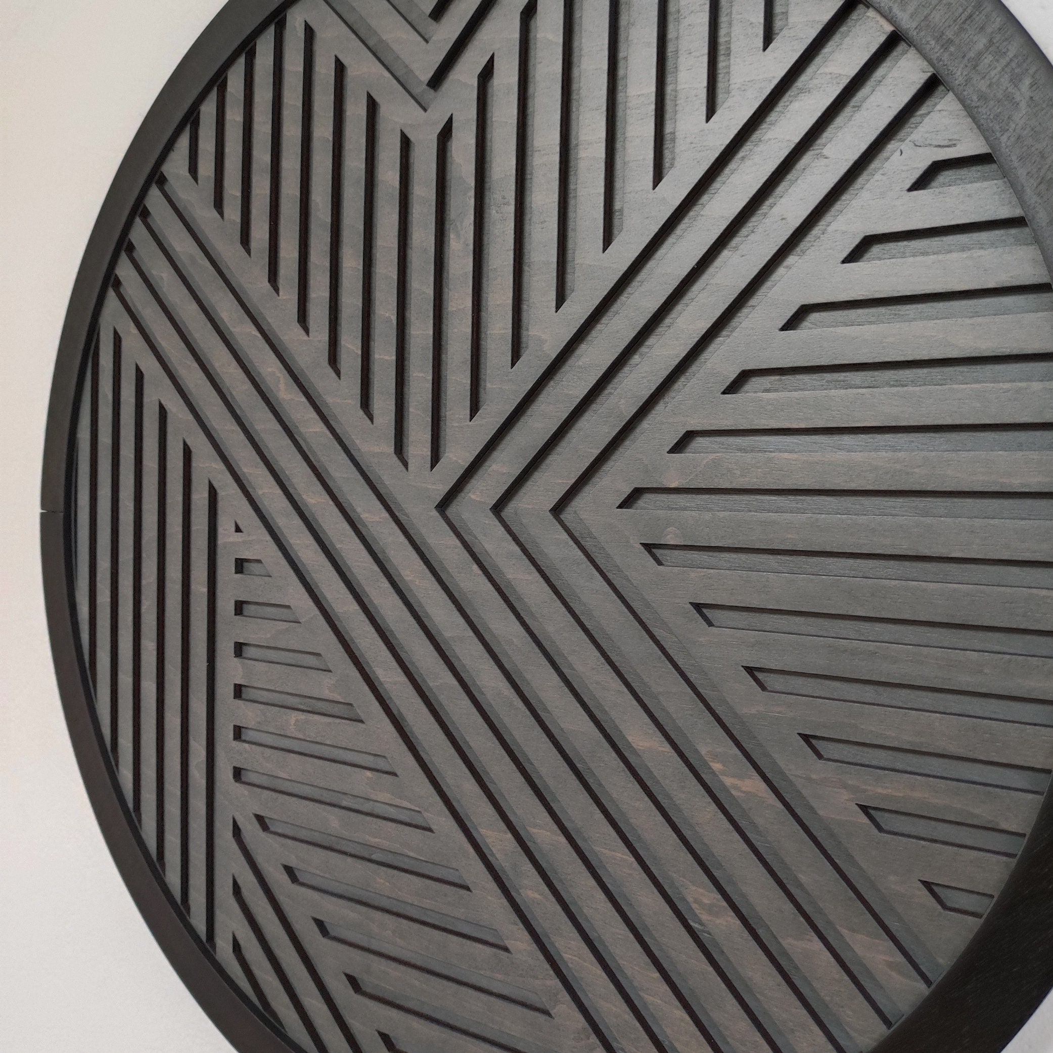 Wood Round Wall Art Geometric Round Wood Wall Decor Hanging Etsy