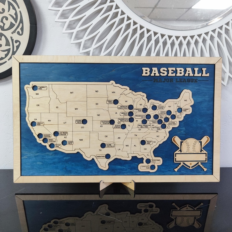 MLB Stadium Map, Baseball stadium map, Pro baseball stadium tracker, Baseball gift, Stadium travel map, Personalized gift, Gift for him image 12
