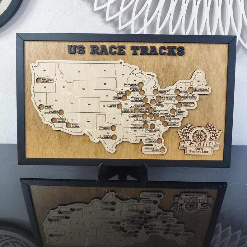 Mappa personalizzata delle piste da corsa, mappa da viaggio, regalo per papà, regalo di anniversario Golden oak