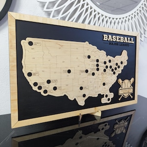 MLB Stadium Map, Baseball stadium map, Pro baseball stadium tracker, Baseball gift, Stadium travel map, Personalized gift, Gift for him