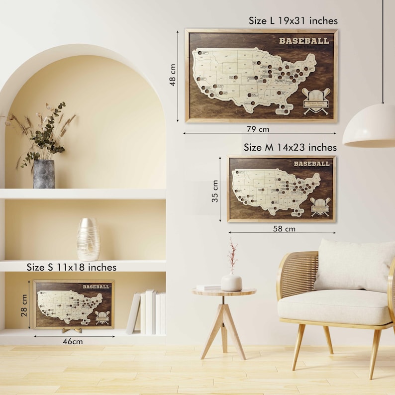MLB Stadium Map, Baseball stadium map, Pro baseball stadium tracker, Baseball gift, Stadium travel map, Personalized gift, Gift for him