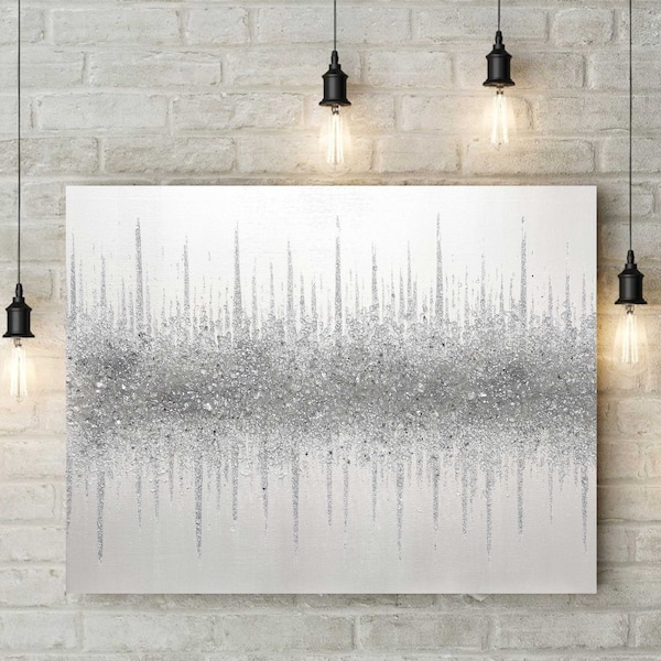 Silver Glitter Wall Art Etsy