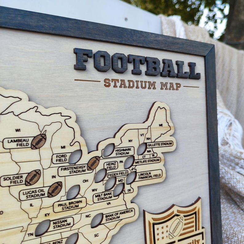NFL Stadium Travel Map, Football Stadiums Map, Football Stadium Tracker, Personalized gift, Travel Map, Gifts For Men, Wedding Gift