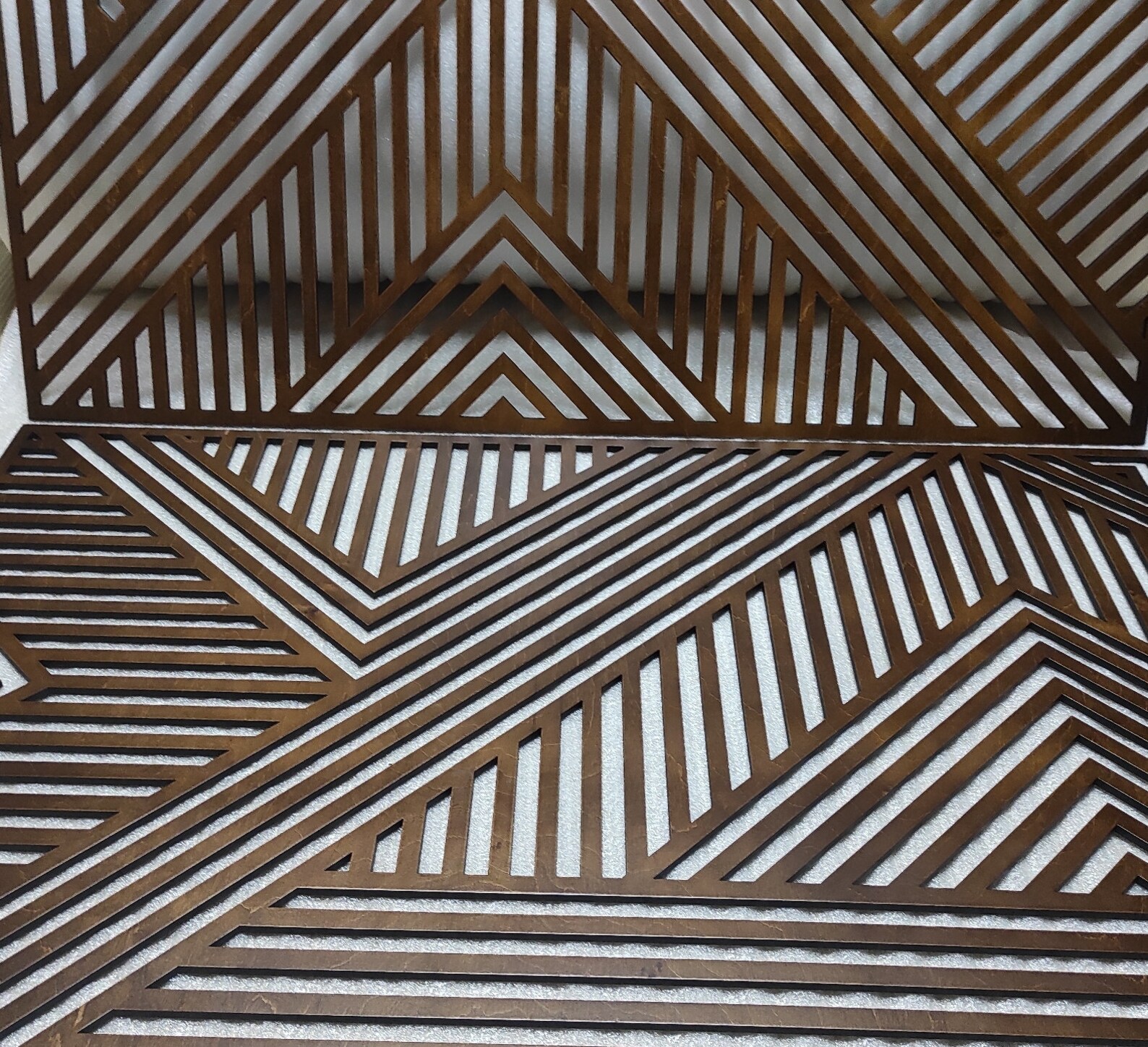 Wood Wall Art Set of 3 Geometric Wood Lines Panel Bedroom Living Room ...