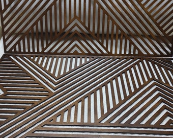 Wood Wall Art Set of 3 Geometric Wood Lines Panel Bedroom Living room