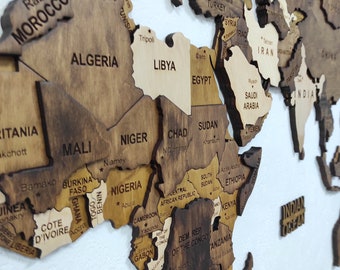3D Wooden World Map, 5th Anniversary Gift, World Map Wall Art, Wall Decor, Housewarming Gift, Wedding Gift