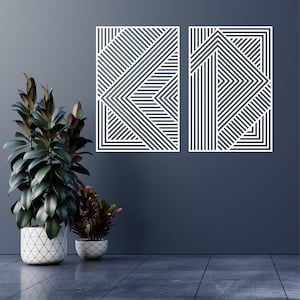 Geometric wood panel art, Geometric wood wall art set of 2, Geometric wooden wall decor, Wood decor, Wall Panels, Wooden wall art
