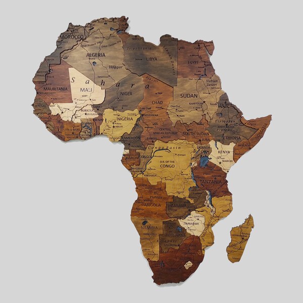 Canvas Map of Africa Etsy