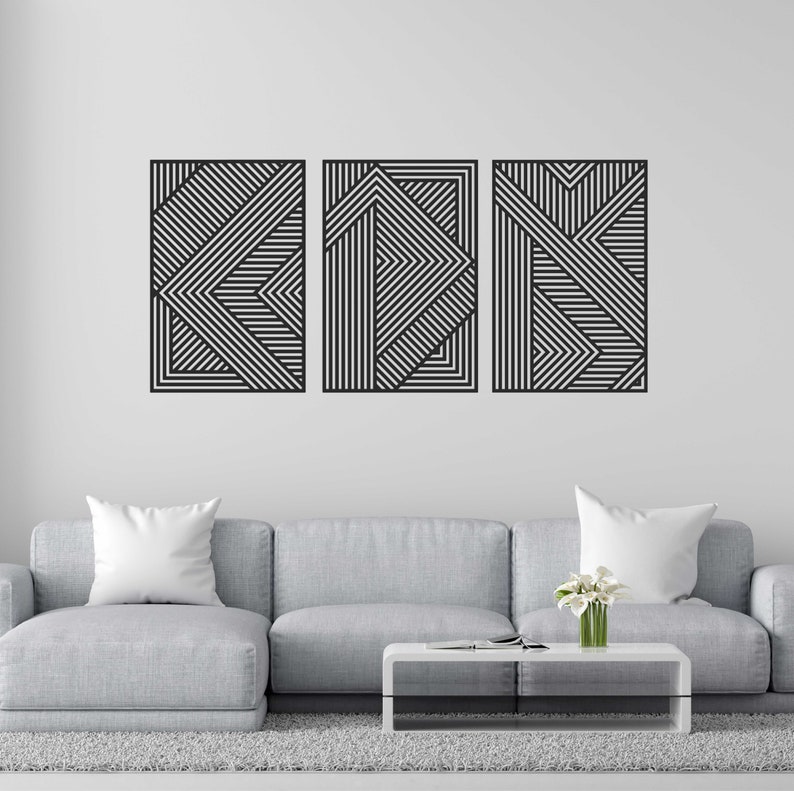 Wood Wall Art Geometric Wood Panel Art Geometric Wood Wall Etsy