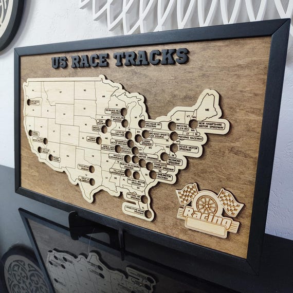 Custom Raceways Map Race Track Wall Art Travel Map Gift for Dad Anniversary Gift