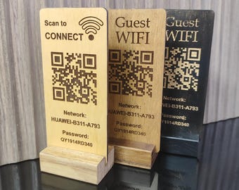 QR Code Menü Schild, WLAN Schild, öffentlichen Schild, Holzschild, WLAN Schild