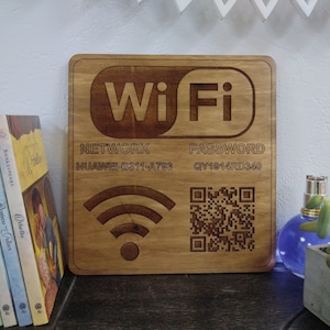 Custom Wifi sign, Wooden sign, Public sign, Personalized QR Code Wifi Network Sign for Guests