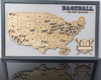 MLB Stadium Map Pinboard - Framed Map - Map Pinboard - Stadiums