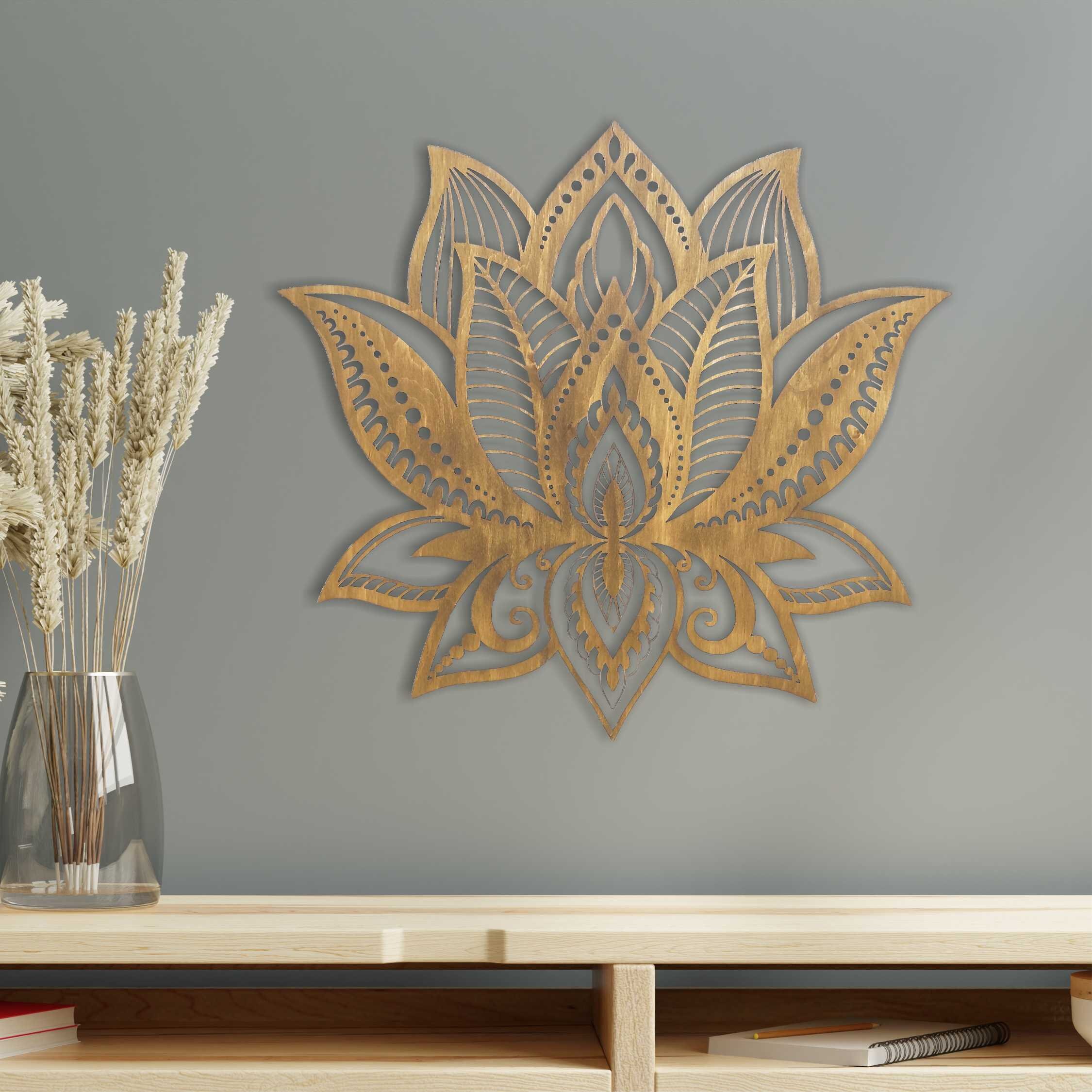 Lotus Flower Wood Wall Art Decor Wooden Nursery Bedroom Wood Wall Sign ...