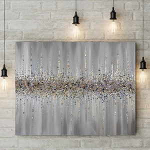 Glitter Glass Painting, Glitter Painting, Glitter Art, Silver Glitter Art, Gold Glitter, Abstract Painting, Wall Decor, Abstract Art