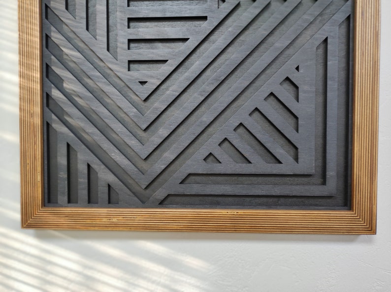 Modern Wood Wall Art Set Geometric Wood Wall Panels Set of Etsy